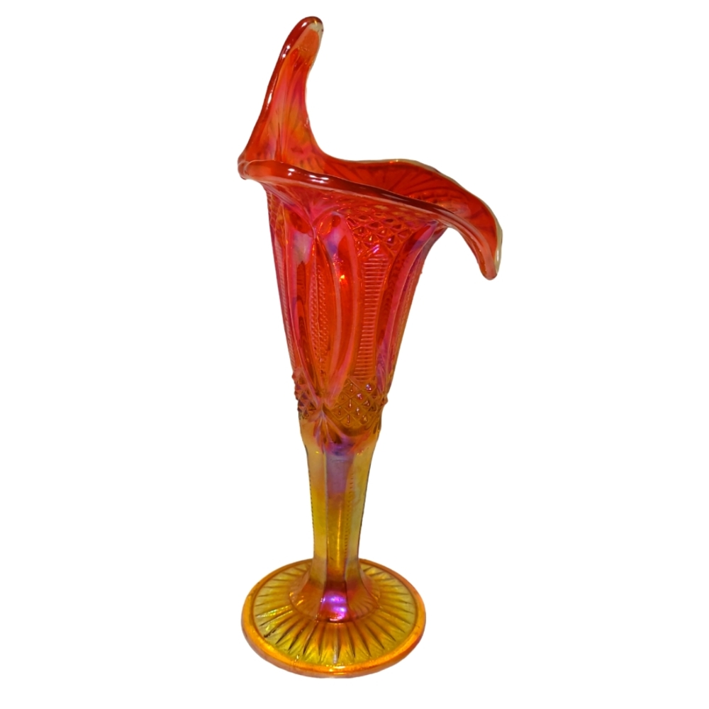 Fenton "Orange Slice Carnival Jack in the Pulpit Vase"